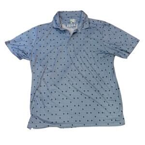 Tailorbyrd Golf Polo Shirt Men's XXL White Blue Pineapple Dot Print